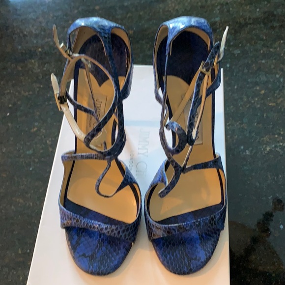 💙Jimmy Choo blue snake skin Lance sandal - Picture 3 of 5